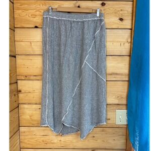 Desert Design Grey Linen Blend Asymmetrical Handkerchief Hem Midi Skirt Large